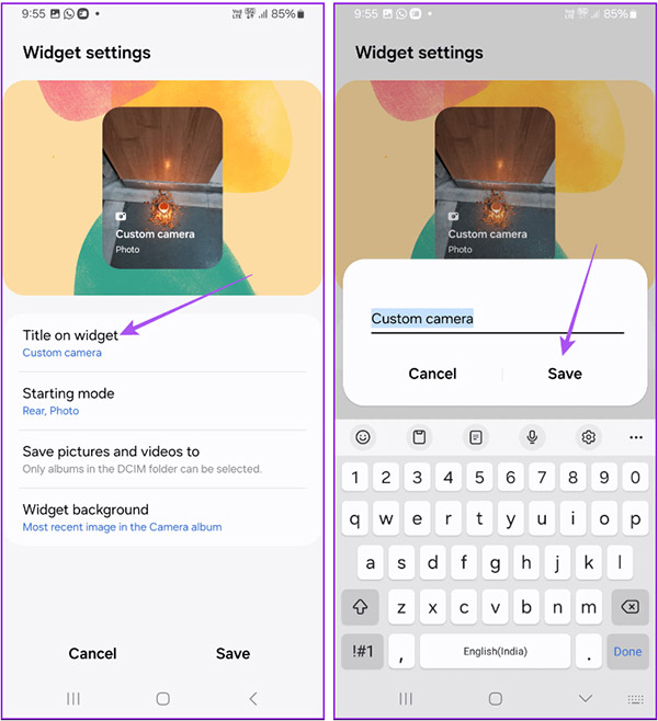Đổi tên tiện ích máy ảnh trên Samsung Galaxy