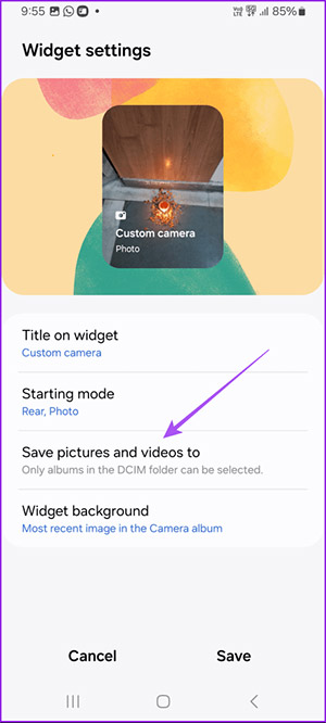 Chỉnh nơi lưu ảnh cho tiện ích máy ảnh trên Samsung Galaxy