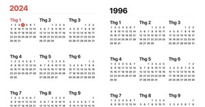 Tại sao lịch năm 2024 và 1996 giống nhau y đúc?