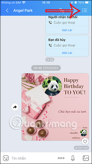 Tùy chọn chat trên Zalo 