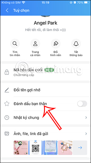 Đánh dấu bạn thân trên Zalo