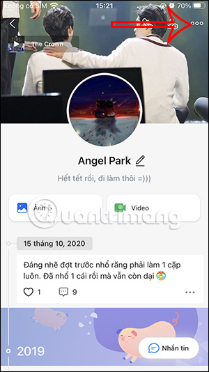 Truy cập trang cá nhân Zalo 