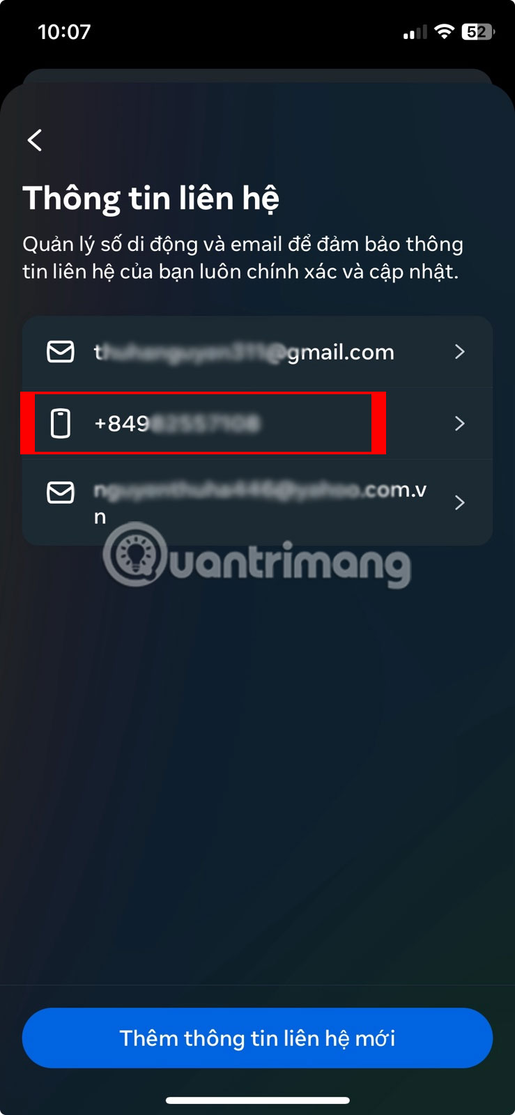 Nhấn vào số điện thoại