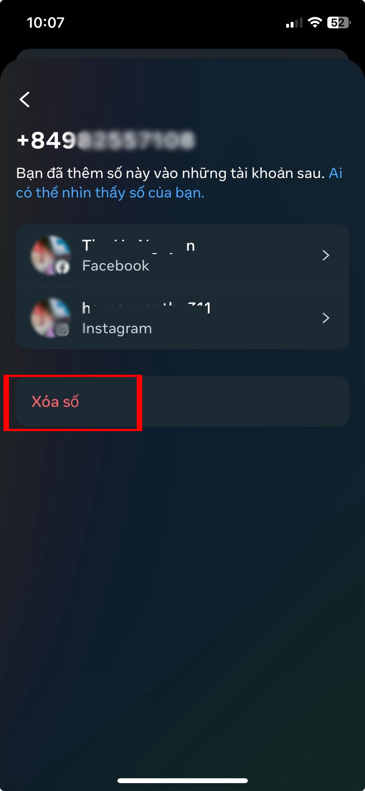 Chọn Xóa số