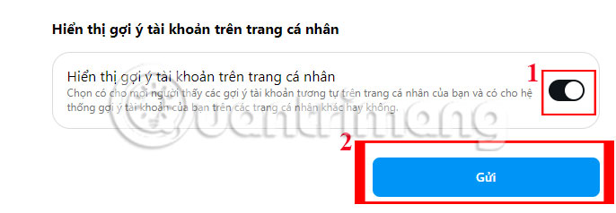 Tắt Hiển thị gợi ý tài khoản trên trang cá nhân