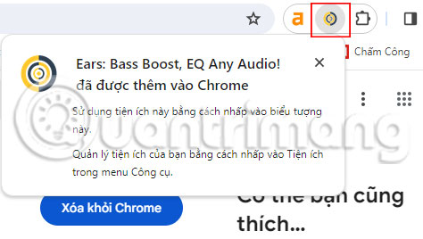 Biểu tượng của tiện ích Ears được thêm vào Chrome