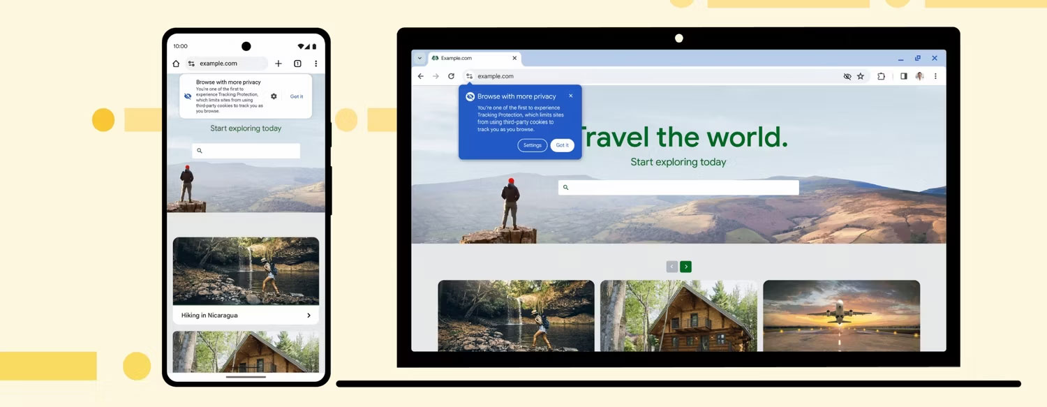 Cảnh báo Privacy Sandbox của Google trong Google Chrome