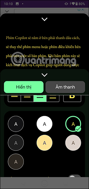 Đổi màu hiển thị văn bản