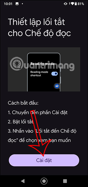 Cài đặt ứng dụng Reading Mode