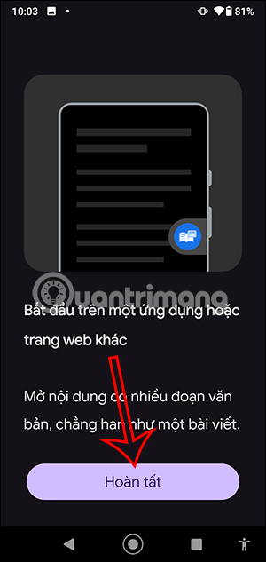 Hoàn thành thiết lập