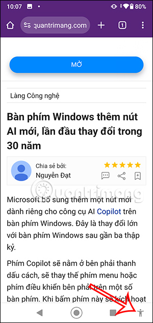 Sử dụng chế độ đọc trên Android
