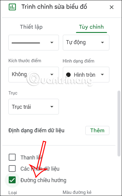 Kiểu biểu đồ Trendline Google Sheets