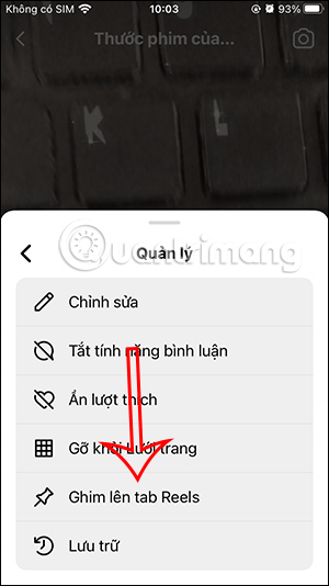 Ghim video lên tab Reels