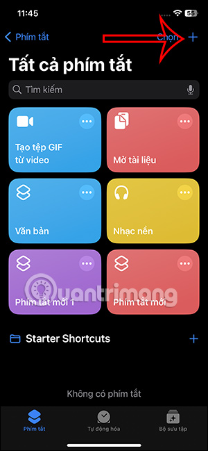 Tạo phím tắt mới trên iPhone