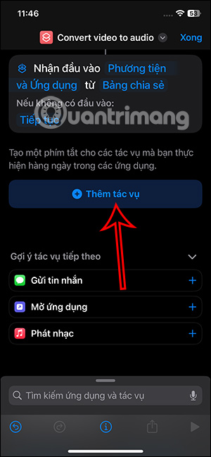 Thêm tác vụ cho phím tắt 