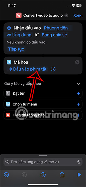 Chỉnh đầu vào phím tắt 