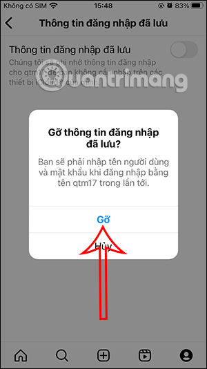 Gỡ thông tin đăng nhập Instagram đã lưu