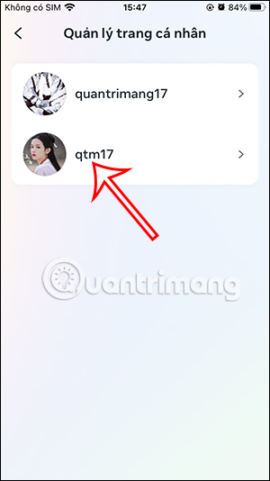 Chọn tài khoản Instagram cần xóa