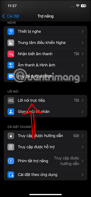 Lời nói trực tiếp trên iPhone