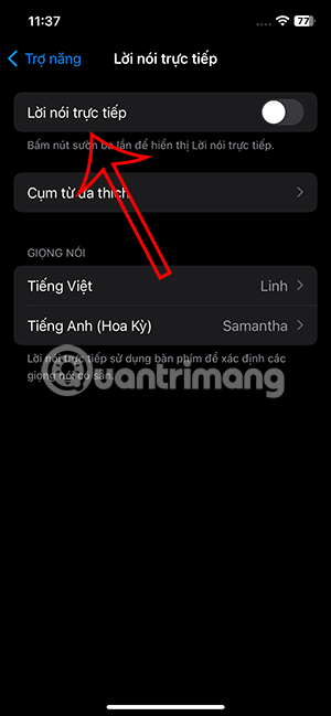 Bật Live Speech trên iPhone