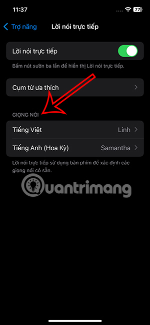 Chỉnh giọng nói trong Live Speech