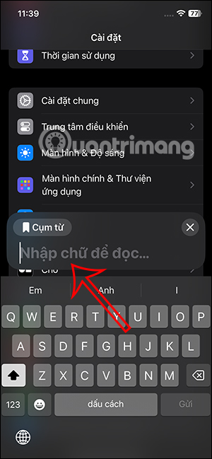 Kích hoạt Live Speech
