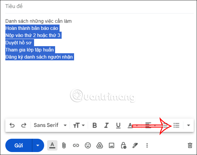 Tạo danh sách trong Gmail 