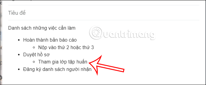 Giảm thụt lề danh sách trong Gmail 