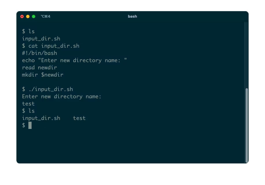 Bash script đơn giản tạo một thư mục từ đầu vào của người dùng