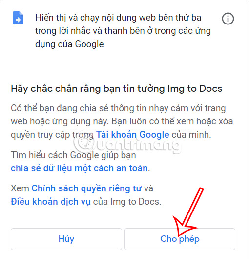 Cho phép Docs - Image OCR trên Google Docs