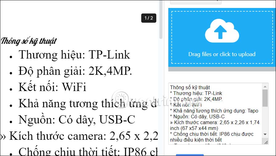 Văn bản chuyển từ hình ảnh trong Google Docs