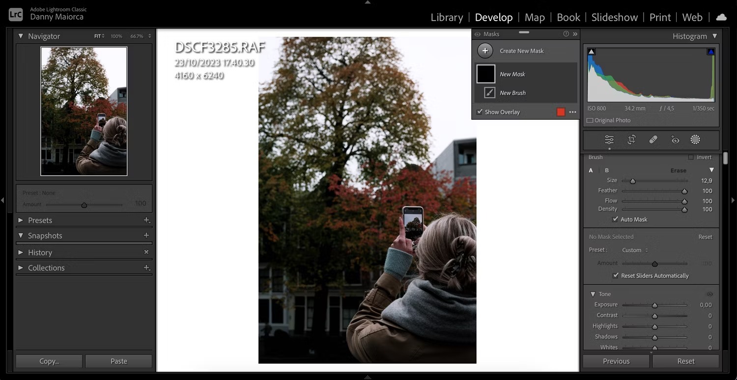 Thanh trượt Brush Size trong Adobe Lightroom