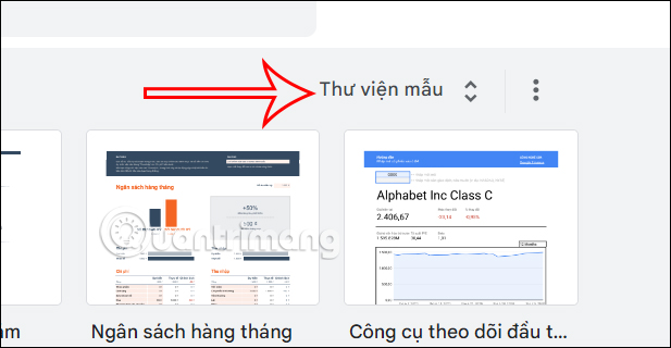 Thư viện mẫu trên Google Sheets