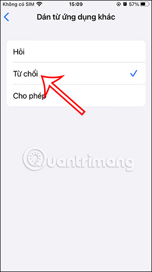 Từ chối paste sang ứng dụng khác