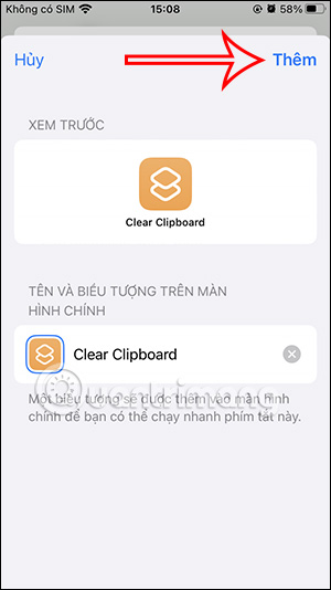 Thêm phím tắt