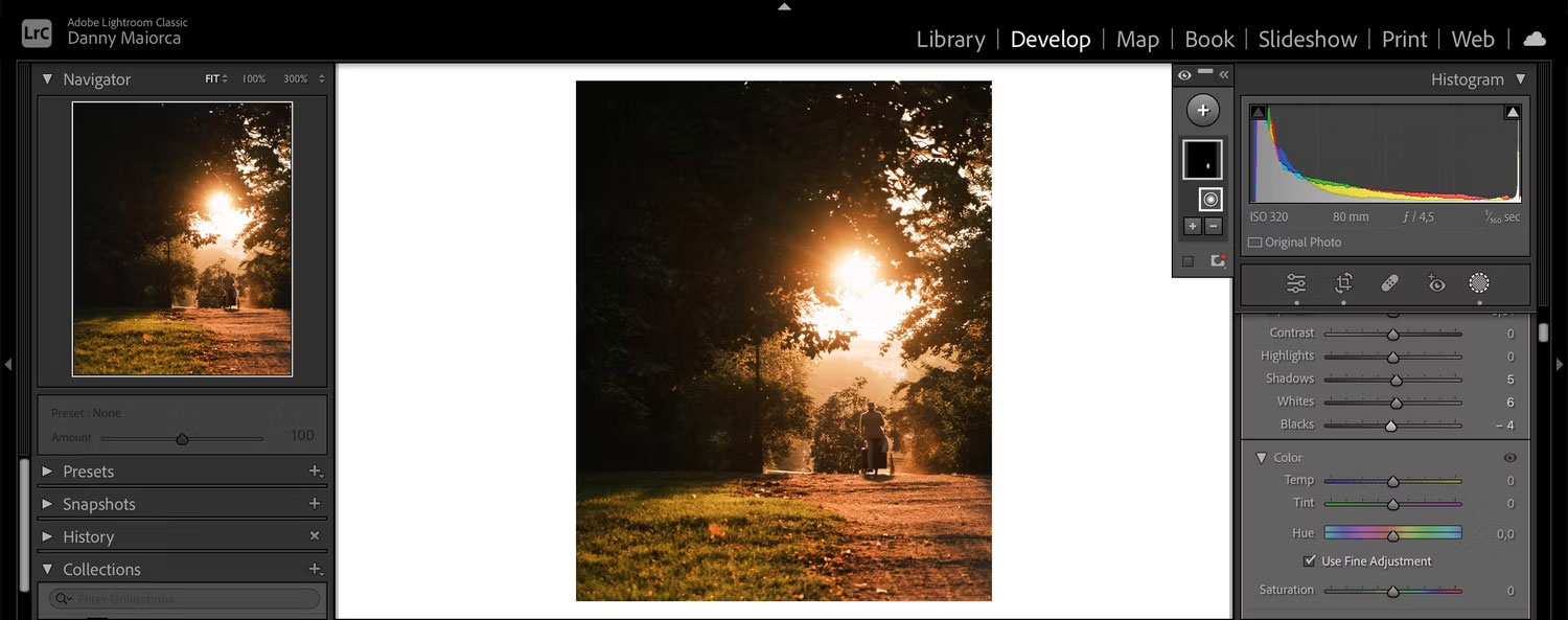 Thanh trượt Radial Gradient trong Adobe Lightroom