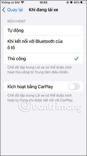 Mở chế độ lái xe thủ công trên iPhone