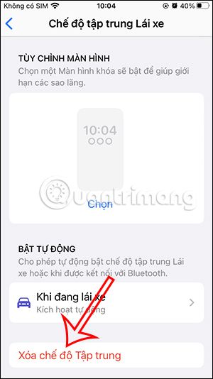 Xóa chế độ tập trung lái xe