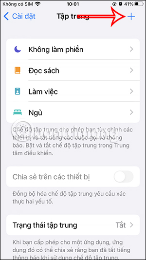 Thêm chế độ tập trung mới