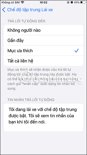 Chọn nhóm liên hệ trả lời tin nhắn tự động iPhone