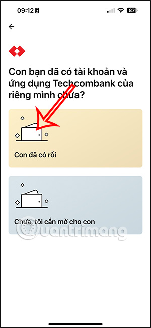 Mở tài khoản Techcombank cho con qua TCB Family