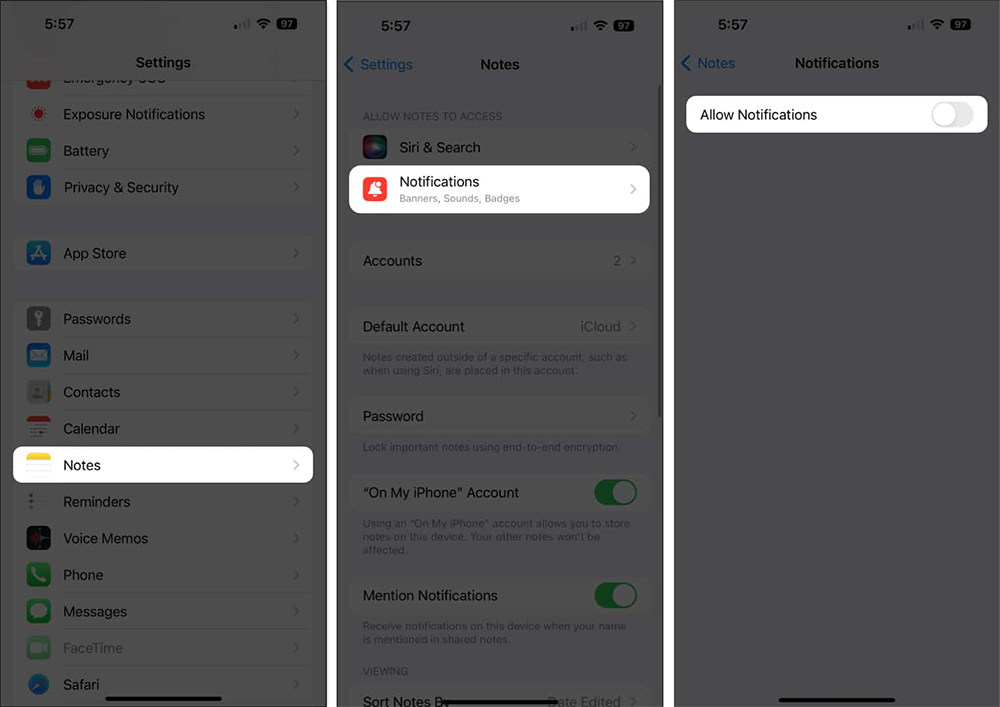 Tắt thông báo ghi chú trên iPhone
