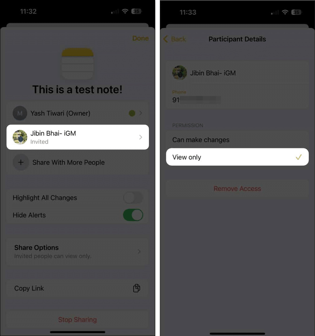 Chỉnh quyền chia sẻ ghi chú trên iPhone