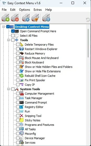 Thêm các mục trong Easy Context Menu