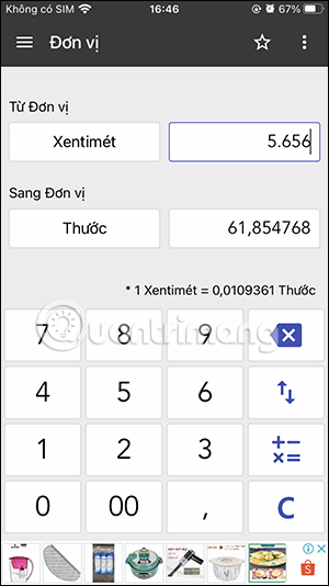 Tính toán đổi đơn vị
