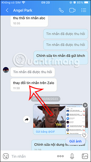 Tùy chọn tin nhắn Zalo