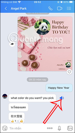 Đọc tin nhắn trên Zalo bằng tiếng Anh