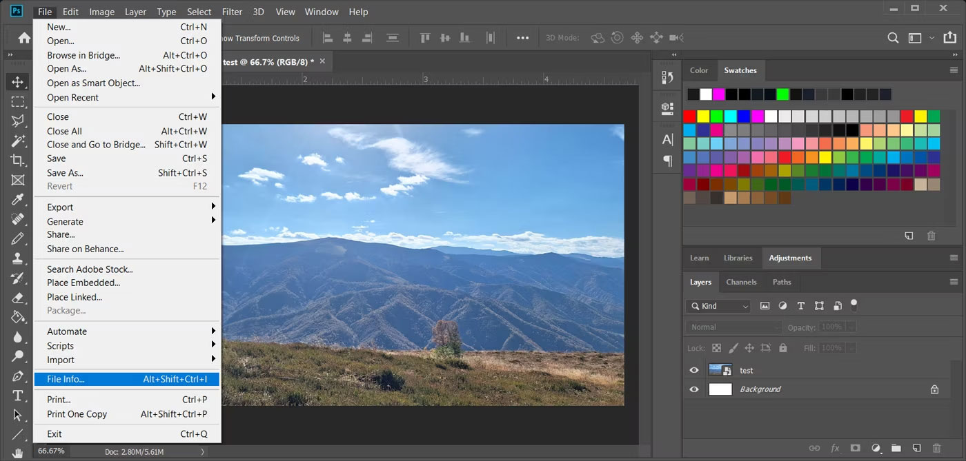 Cách xem siêu dữ liệu bằng Photoshop