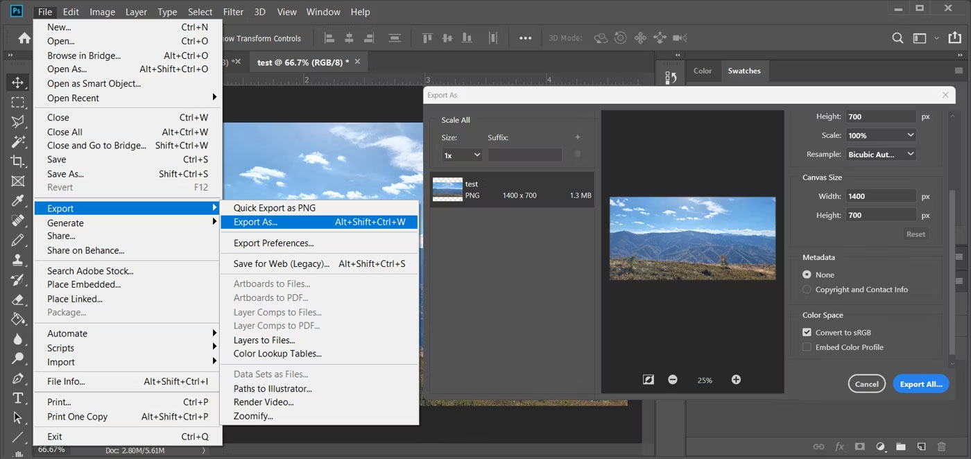 Cách xuất ảnh không có siêu dữ liệu trong Photoshop