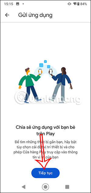 Tính năng gửi ứng dụng trên Android
